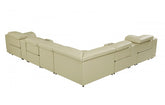 9762 DivanItalia Beige 8-Piece Sectional – Top Grain Italian Leather with 4 Power Recliners and 2 ConsolesModel:  9762-BEIGE-4PWR-8PC